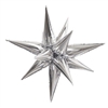 The Silver Star-Burst Balloon is a stunning silver foil balloon that will grab the attention of your event guests. This 3-dimensional multi-point star is easily filled with air and assembled to form the unique shape. Assembly instructions included.