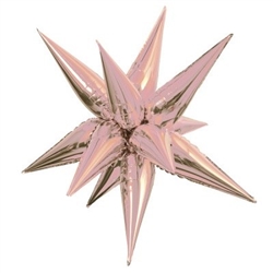 The 40" Rose Gold Star Burst Balloon is made of a shiny rose gold foil material. Measures approximately 40 inches when inflated. Sold one per package. Do not over inflate. Quick and easy assembly- instructions included.