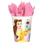 Beauty and the Beast Cups 9 oz will serve hot or cold drinks to your favorite little princess and her court. The paper cups are printed with an image of Belle surrounded by lovely roses. Each package contains eight cups, each holding up to 9 ounces.