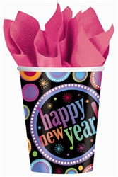 Happy New Year Dots Hot/Cold Cups (8/pkg)