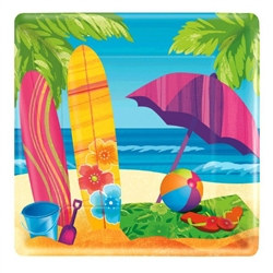 Surf's Up Square Luncheon Plates ( 8 per package)