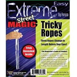 Tricky Ropes will amaze your friends as they watch the ropes change length right before their eyes! Each package includes 3 pieces of white rope and full set of instructions. For ages 14 and older.