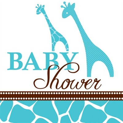 Blue Baby Safari Shower Beverage Napkins (16/pkg)