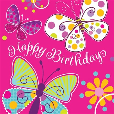 Butterfly Birthday Lunch Napkins (16/pkg)