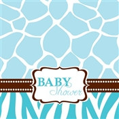 Blue Baby Safari Shower Lunch Napkins (16/pkg)