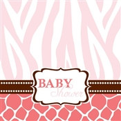 Pink Baby Safari Shower Lunch Napkins (16/pkg)