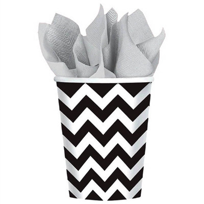 Black and White Chevron Hot/Cold Cups (18/pkg)