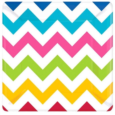 Multi-Color Chevron Dessert Plates (18/pkg)