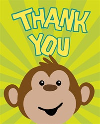 Monkey Party Thank You Cards (8/pkg)