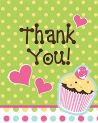 Cupcake Party Thank You Cards