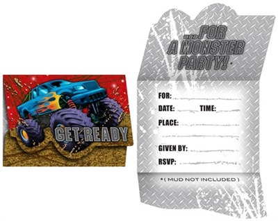 Monster Truck Party Invitations (8/pkg)