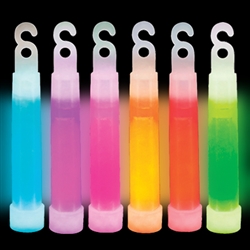 Pick your favorite color of these 4-inch glow sticks. Each glow stick comes with a separate string so you can hang them or wear them as a necklace. Simple snap the stick to activate the glow. Must order in quantities of 12.