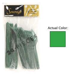 Green Assorted Plastic Cutlery (24/pkg)