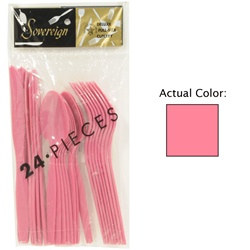 Hot Pink Assorted Plastic Cutlery (24/pkg)