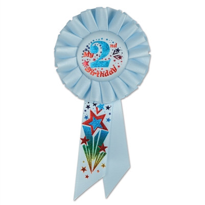 Blue My 2nd Birthday Rosette Ribbon