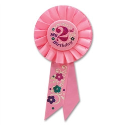 Pink My 2nd Birthday Rosette Ribbon