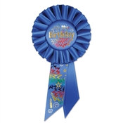 Blue It's My Birthday Rosette Ribbon