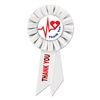 These patriotic rosettes are a fun and colorful way to show your appreciation for all they do. Measures (6-1/2) inches long by (3-1/2) inches wide with a pin on the back.