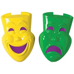 Green and Yellow Comedy and Tragedy Faces (2/pkg)