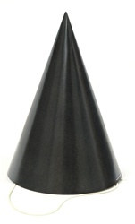 Black Packaged Cone Hats (sold 12 per box)
