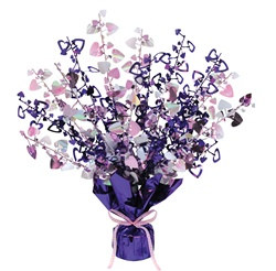 Purple, Pink, and Opalescent Heart Gleam N Burst Centerpiece