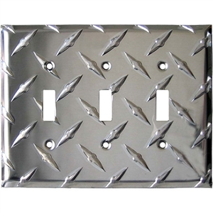 Performance World 13 Diamond Plate Chrome Triple Light Switch Cover