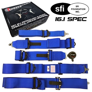 Performance World 270560 SFI 16.1 5-Point Camlock Racing Harness Blue. NHRA Accepted