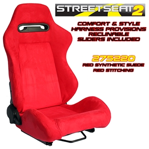 Performance World 275220 StreetSeat2 Racing Red Synthetic Suede Seats. Pair