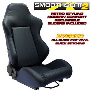 Performance World 276000 SmoothSeat2 Racing Black Synthetic LeatherSeats. Pair