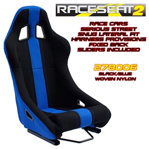 Performance World 278006 RaceSeat2 Racing Seat. Black Nylon w/Blue Accents. Sold Each