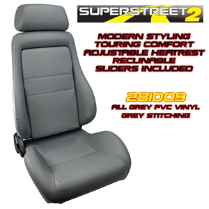 Performance World 281009 SuperStreet2 Touring Grey Synthetic Leather Seats. Pair