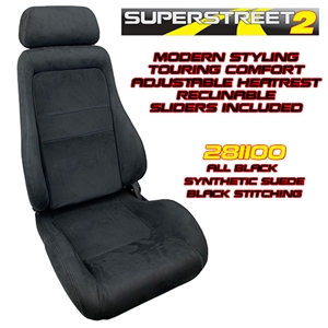 Performance World 281100 SuperStreet2 Touring Black Synthetic Suede Seats. Pair