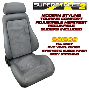 Performance World 281209 SuperStreet2 Touring Grey Synthetic Leather/Suede Seats. Pair