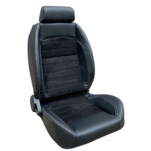 Performance World 282010 TouringSeat2 Black Synthetic Leather Seats with White Stitching. Pair