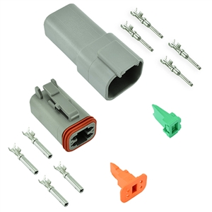 Performance World 320704 4-Pin Deutsch Connector 1/pk. Includes male, female, pins and seals.