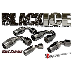 Performance World 509004 4AN 90 degree Black Ice Hose End. Use with 400004 or 500004 Hose ONLY.