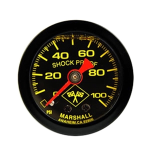 Performance World 5300B 0-100PSI Liquid Filled Black Fuel Pressure Gauge. 1.50" Diameter. 1/8" NPT