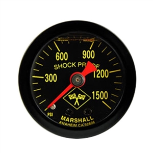 Performance World 5350B 0-1500PSI Liquid Filled Black Nitrous Pressure Gauge. 1.50" Diameter. 1/8" NPT