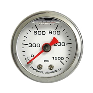 Performance World 5350W 0-1500PSI Liquid Filled White Face Nitrous Pressure Gauge. 1.50" Diameter. 1/8" NPT