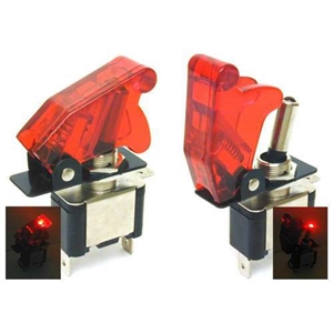 Performance World 561101 Transparent Red Cover with Red LED Toggle Missile Switch