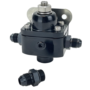 Performance World 644320 6AN 5-12PSI Billet Aluminum Carburetor Adjustable Fuel Pressure Regulator. 15PSI input maximum.