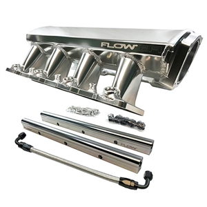 Performance World 646301 FLOW EFI LS1/LS6 LSx Cathedral Port Low-Profile Fabricated Intake Manifold and Fuel Rail Kit. 92mm or 102mm. Silver