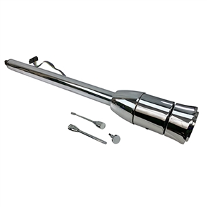 Performance World 845228C Universal tilt stainless steel steering column. No shifter. Without key in column. 28" long. Chrome plated.