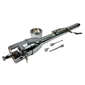 Performance World 845328C Universal tilt stainless steel steering column. No shifter. With key in column. 28" long. Chrome plated.
