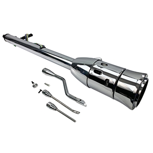 Performance World 845428C Universal tilt stainless steel steering column. Column shift. Without key in column. 28" long. Chrome Plated.