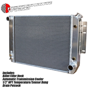 Performance World 91010 Custom Lightweight Aluminum Radiator. Fits 1967-1969 Chevrolet Camaro 28.25" x 18.625"