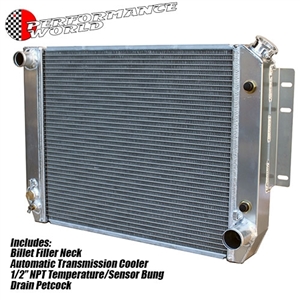 Performance World 91020 Custom Lightweight Aluminum Radiator. Fits 1967-1969 Chevrolet Camaro 26.25" x 18.625"