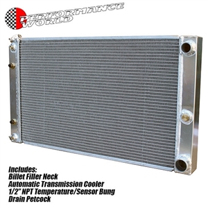 Performance World 91080 Custom Lightweight Aluminum Radiator. Fits 1968-1977 Chevrolet Chevelle LS / LSx Swap Conversion