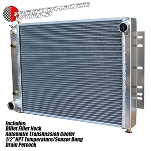 Performance World 92010 Custom Lightweight Aluminum Radiator. Fits 1966-1980 SB Mopar Crossflow Conversion