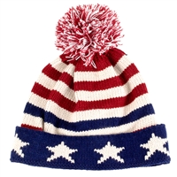 USA Winter Pom Pom Knit Hat